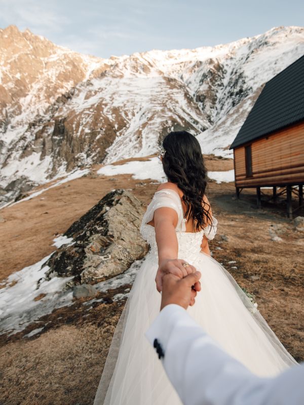 Wedding couple jetskiing