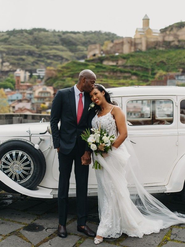 Wedding couple in summer